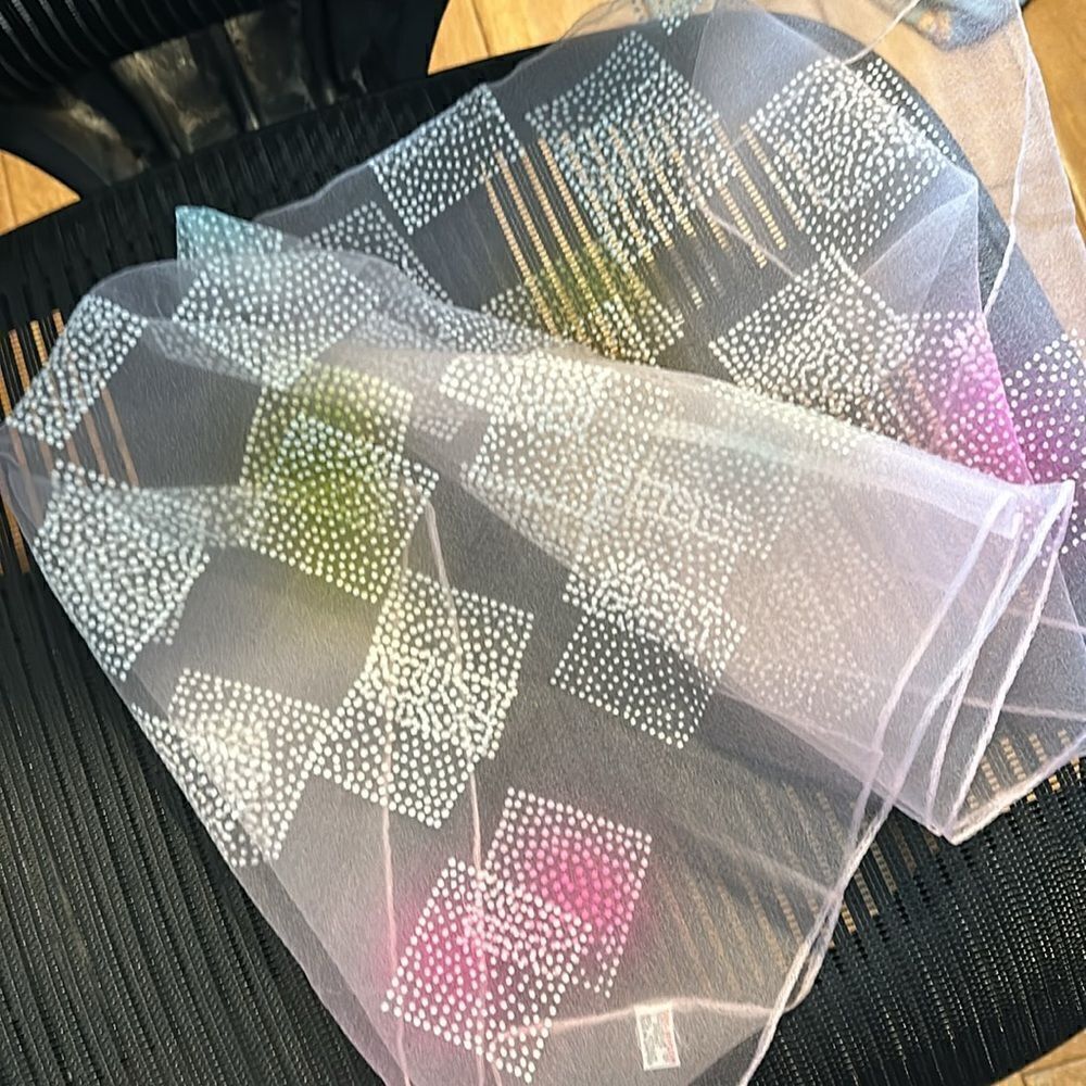 Polka Dots 29”Square Powder Pink Sheer Scarf